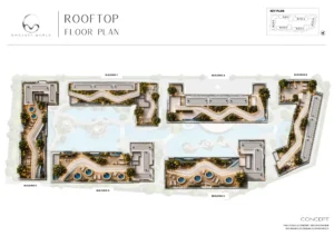 Architectural basement floor plan layout for Embassy World Jomtien showing underground parking bays, EV charging stations, and wellness facility zones including Bungee Gym, Thermal Galaxy, Hydro Therapy, and Aqua Cinema.