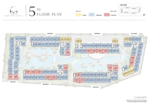 Architectural basement floor plan layout for Embassy World Jomtien showing underground parking bays, EV charging stations, and wellness facility zones including Bungee Gym, Thermal Galaxy, Hydro Therapy, and Aqua Cinema.